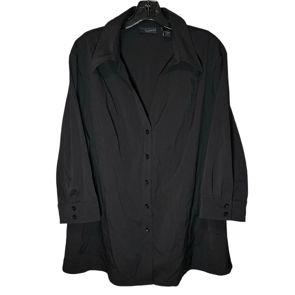 Apostrophe Black Button Front Shirt Women's Plus Size 20W Career Office Blouse